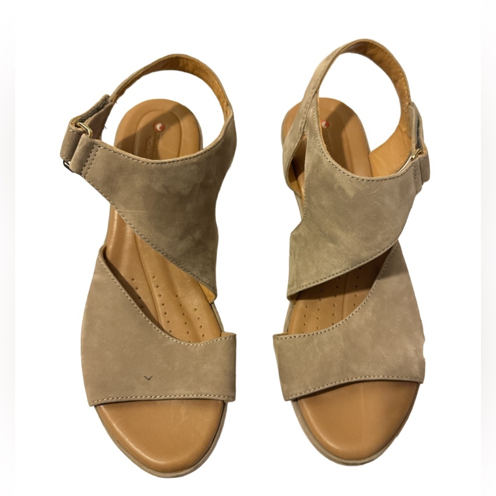 Unstructured By Clarks Grey Nubuck Gris Wedge Sandal Shoes